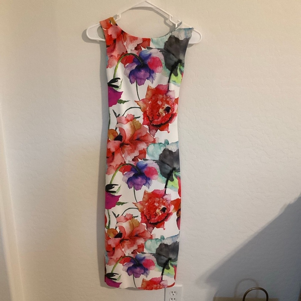 Chiara Boni Madereh Print floral, sleeveless, plunge back midi dress, 2, NWT! - Picture 6 of 15